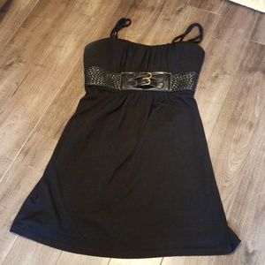 🌟Black spagetti casual dress w/ built in belt